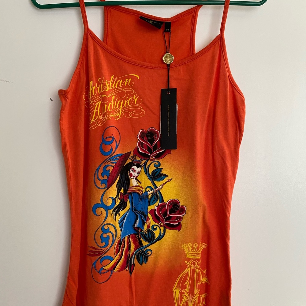 Christian Audigier Tank Top. Size medium